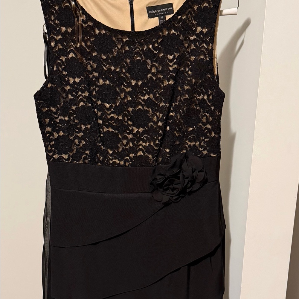 Connected Apparel Black Lace Midi Dress